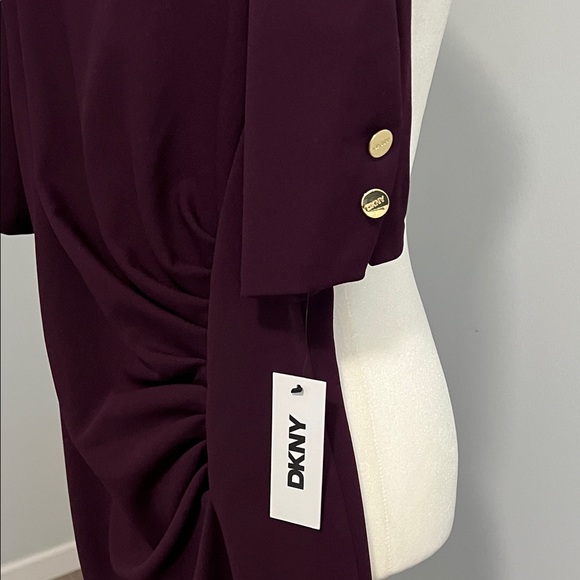 DKNY Plum Puff-Sleeve Sheath Dress - Picture 3 of 8
